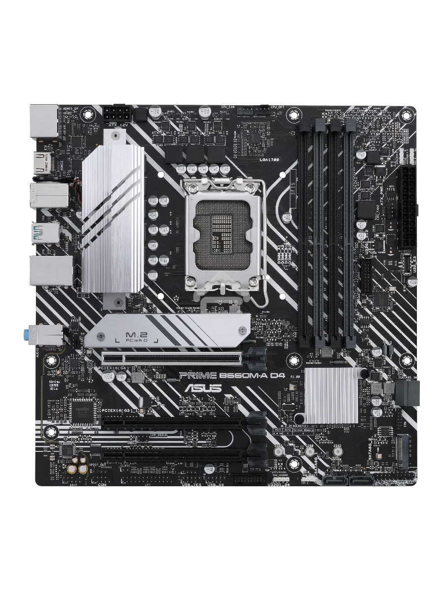 Материнская плата ASUS PRIME B660M-A D4-CSM, LGA 1700, Intel B660, 4xDDR4, 4xSATA, 2xM.2, 1xPCIe 4.0 x16, 1xPCIe 4.0 x4, 1xDP, 2xHDMI, 1x 1Gb LAN, 2xUSB-A 3.2 Gen 2, 4xUSB-A 2.0, 3x3.5 мм, 7.1, mATX