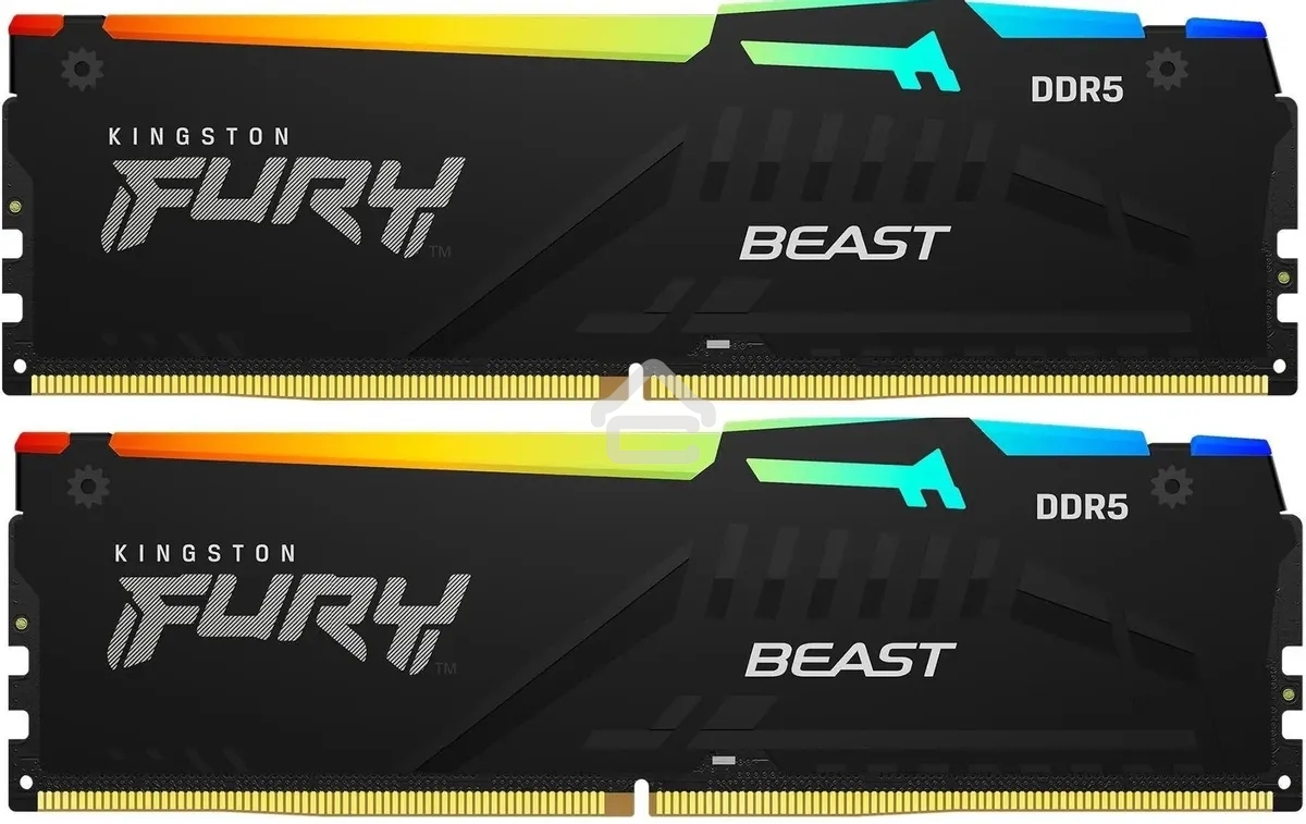 Оперативная память Kingston Fury Beast, DDR5, 16GB (2x8GB), 5600MHz, CL40, DIMM, с радиаторами, RGB, черный