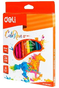 Карандаши цветные Deli ColoRun EC00120 трехгранные пластик 24цв. коробка/европод.