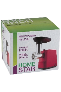 Мясорубка HOMESTAR HS-2033 2000 Вт, 1.5 кг/мин, красный