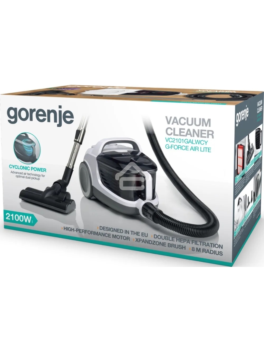 Пылесос Gorenje VC2101GALWCY (731886) белый, 300/2100 Вт, уборка сухая, пылесборник контейнер, 3.3 л