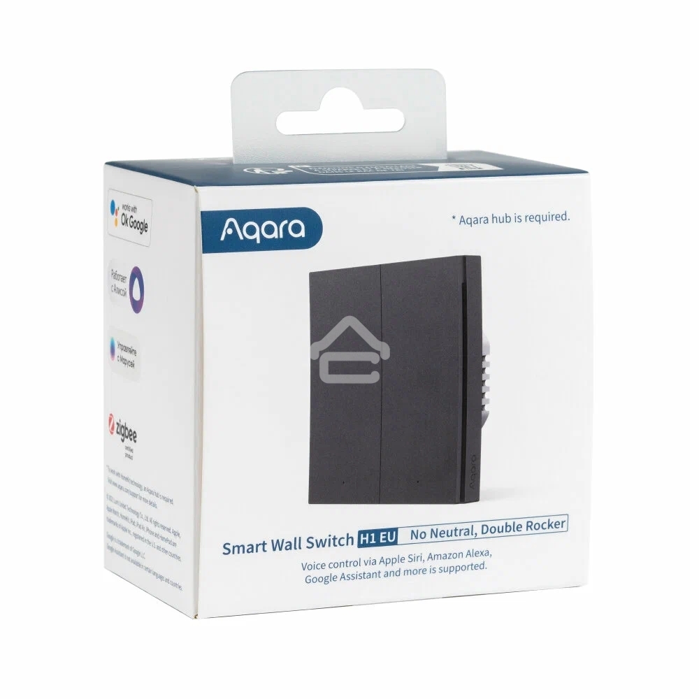 Выключатель двухклавишный без нейтрали Aqara Smart Wall Switch H1 EU (WS-EUK02 graphite) 