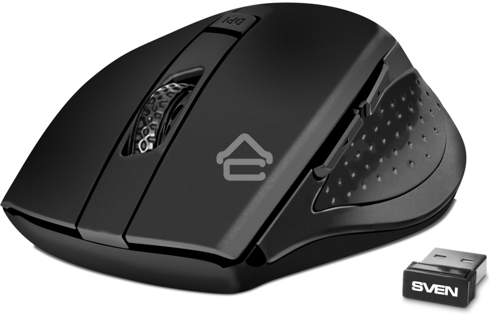 Мышь беспроводная SVEN RX-425W черный, 1600 dpi, радиоканал, USB, кнопки - 6