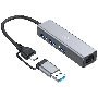 Разветвитель USB-C Digma DHUB-LAN-4port 4порт. серебристый