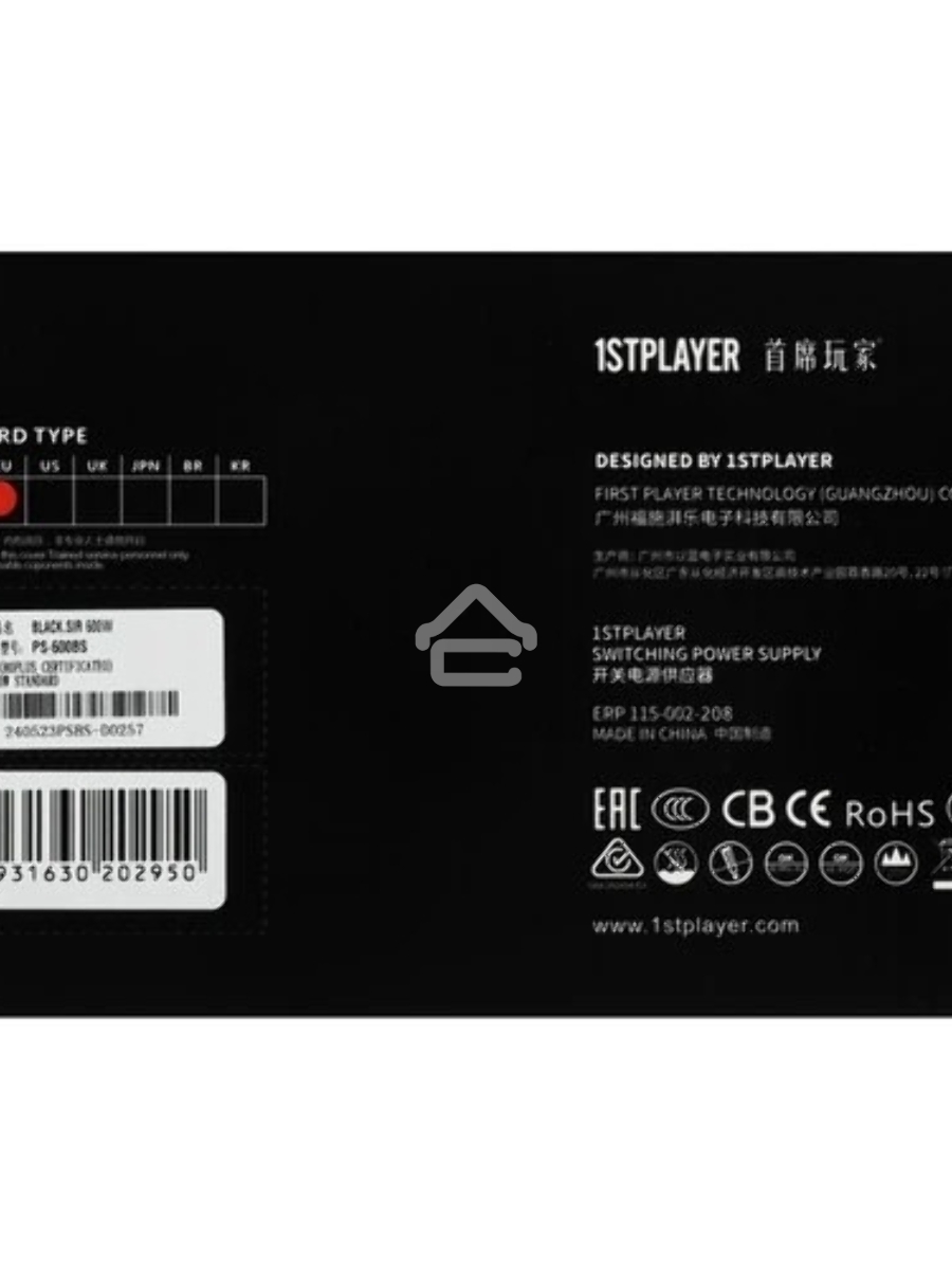 Блок питания 1STPLAYER BLACK.SIR 6.0 (SR-600W), 600Вт, 80 PLUS, 120мм, черный