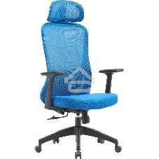 Кресло компьютерное Cactus CS-MC515-BL темно-синий, сиденье темно-синий, сетка/ткань, с подголов. крестов. пластик, пластик черный