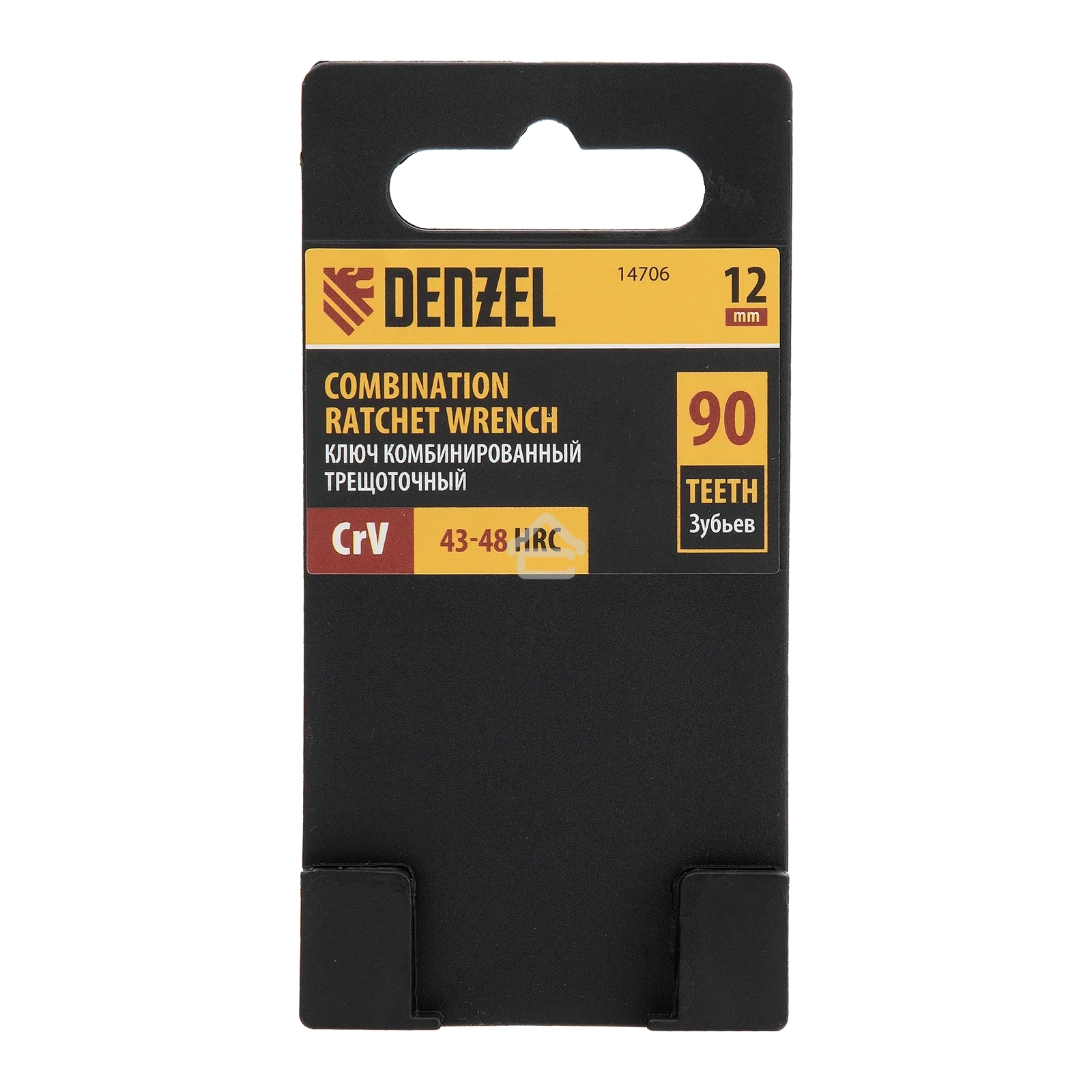 Ключ комбинированный трещоточный Denzel 14706 12 мм, CrV, матовый хром