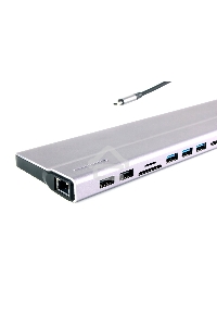Адаптер VCOM TypeC -->3*USB3.0+2*USB2.0+VGA+RJ45+SD+TF+AUD+HDMI+DP+2*USB3.1 Data+PD<CU4703>