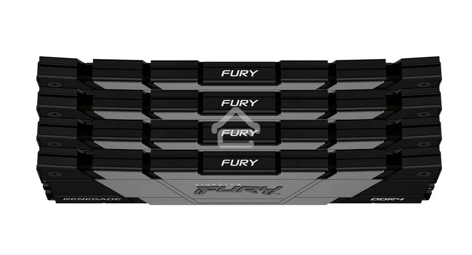 Оперативная память Kingston Fury Renegade, DDR4, 64GB (4x16GB), 3200MHz, CL16, DIMM, радиатор, черный