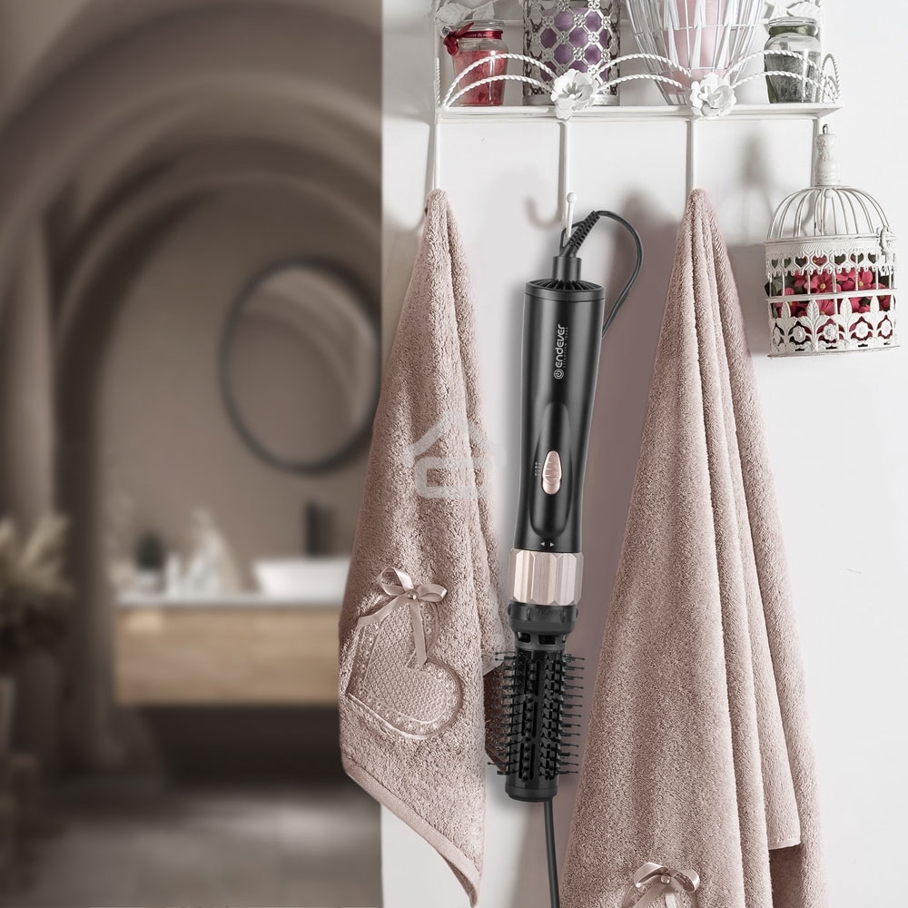 Стайлер Endever Aurora-504 1200 Вт, черный/розовое золото, 3 режима температуры, вращение в двух направлениях, керамическое покрытие
