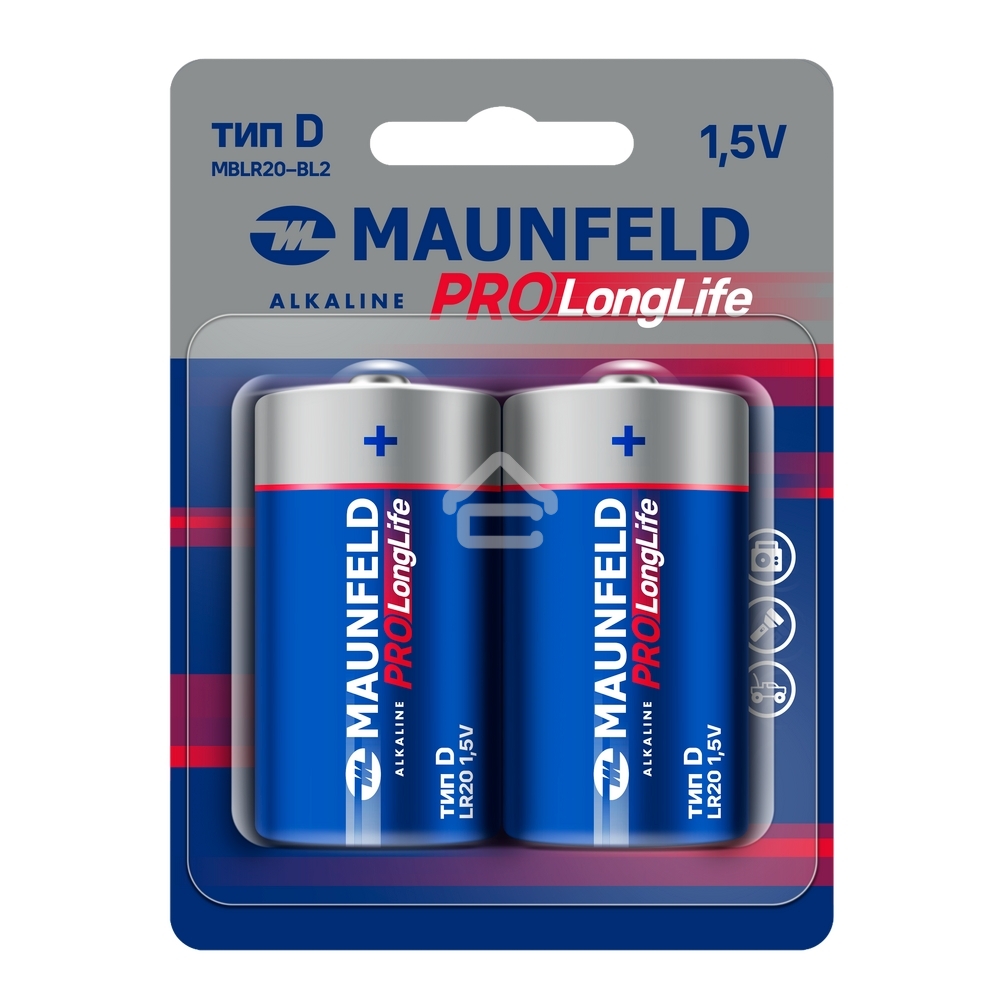 Батарейки Maunfeld PRO Long Life Alkaline D(LR20) MBLR20-BL2, блистер 2 шт., 1.5 В