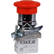 Кнопка КМЕ5602мФС-красный-0но+2нз-гриб-фикс-IP65-КЭАЗ