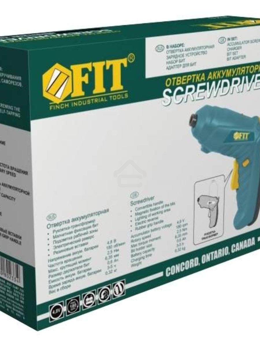 Отвертки аккумуляторные FIT 80233 Отвертка Акк. {4,8В; 180об/мин; 2,5Нм; 1(Ni-Cd)0,8Ач; 3-5ч.; рез. накл.; подсвет.;трансформ.; короб}