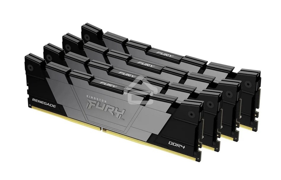 Оперативная память Kingston Fury Renegade, DDR4, 64GB (4x16GB), 3200MHz, CL16, DIMM, радиатор, черный