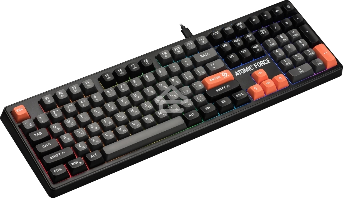 Клавиатура проводная игровая Defender Atomic Force GK-005 RU,чер/сер,108кн+FN,радуж,1.5м