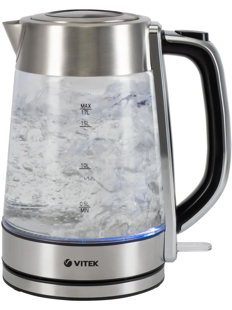 Чайник электрический Vitek VT-1184 1.7л. 2200Вт серебристый корпус: стекло/металл
