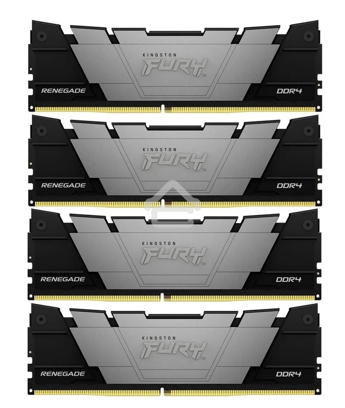 Оперативная память Kingston Fury Renegade, DDR4, 64GB (4x16GB), 3200MHz, CL16, DIMM, радиатор, черный