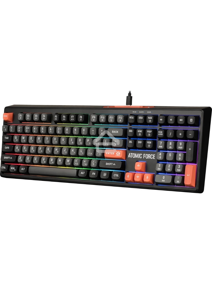 Игровая клавиатура проводная Defender Atomic Force GK-005 RU,чер/сер,108кн+FN,радуж,1.5м