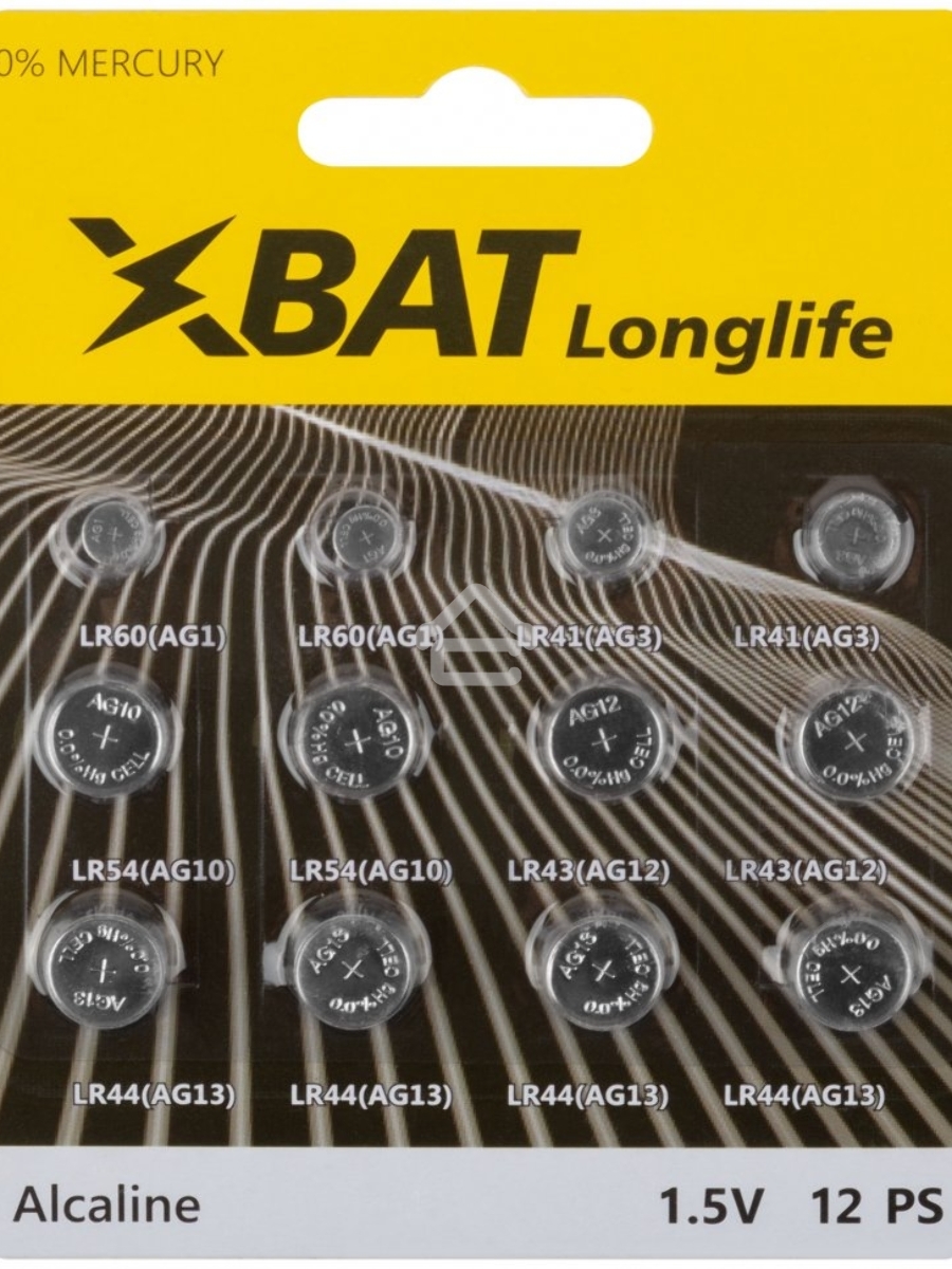 Батарейка щелочная, тип AG1*2 шт, AG3*2 шт, AG10*2 шт, AG12*2 шт, AG13*4 шт