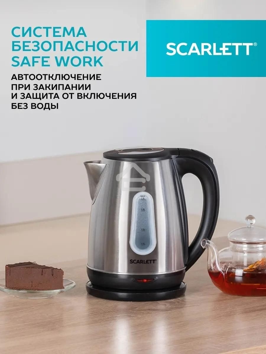 Чайник электрический SCARLETT SC-EK21S36, 1.8л, 2200Вт, черный