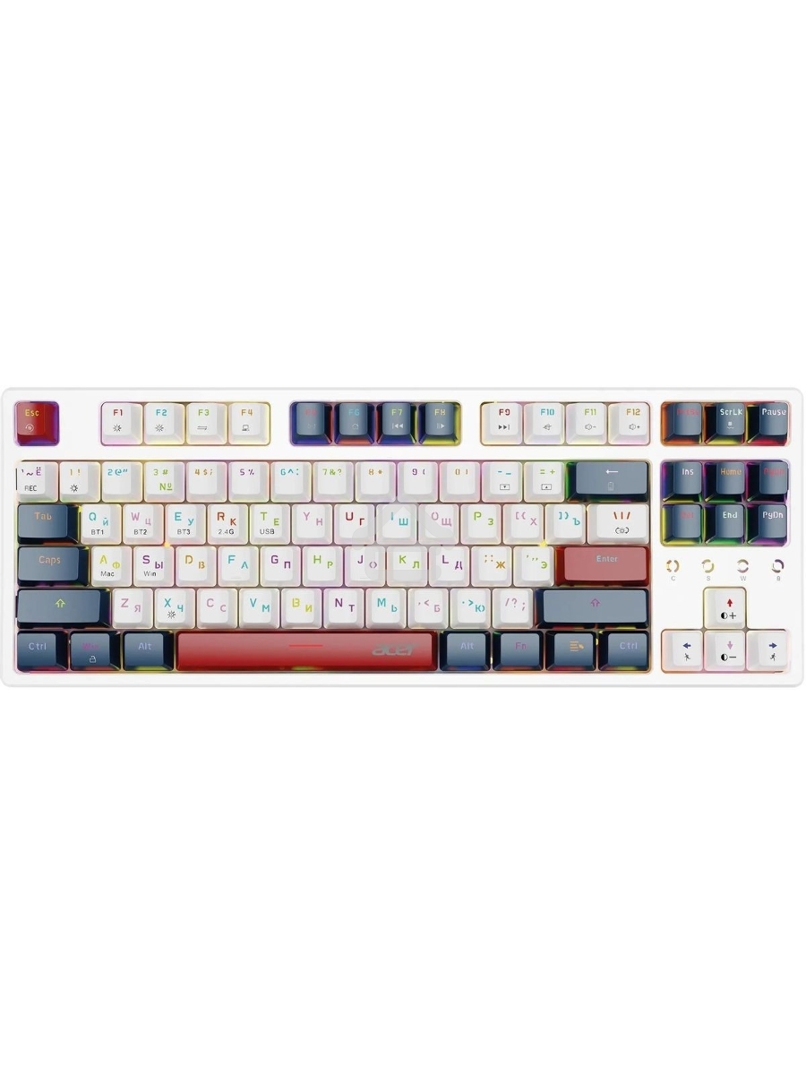 Клавиатура Acer OKR302 (ZL.KBDEE.016) беспроводная, USB, Bluetooth/Радиоканал, белый