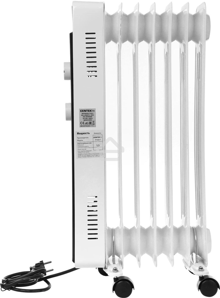 Обогреватель масляный Centek CT-6222-7 (7 секций) белый, 600/900/1500 Вт, 15 м2, 3 режима, термостат