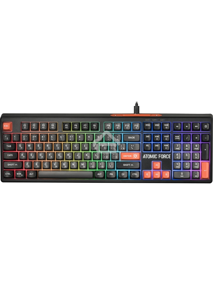 Игровая клавиатура проводная Defender Atomic Force GK-005 RU,чер/сер,108кн+FN,радуж,1.5м