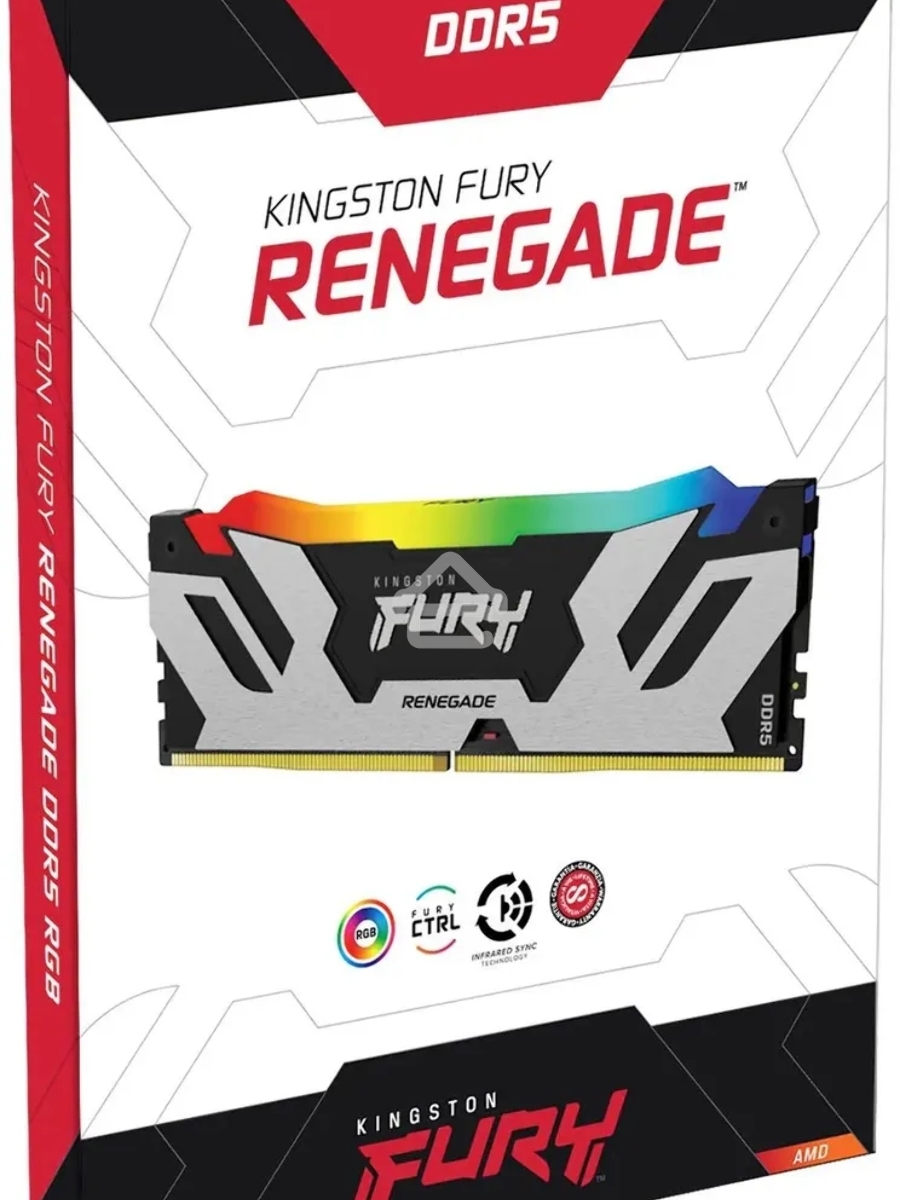 Оперативная память Kingston Fury Renegade, DDR5, 16GB (1x16GB), 6800MHz, CL36, DIMM, радиатор, RGB, серебристый