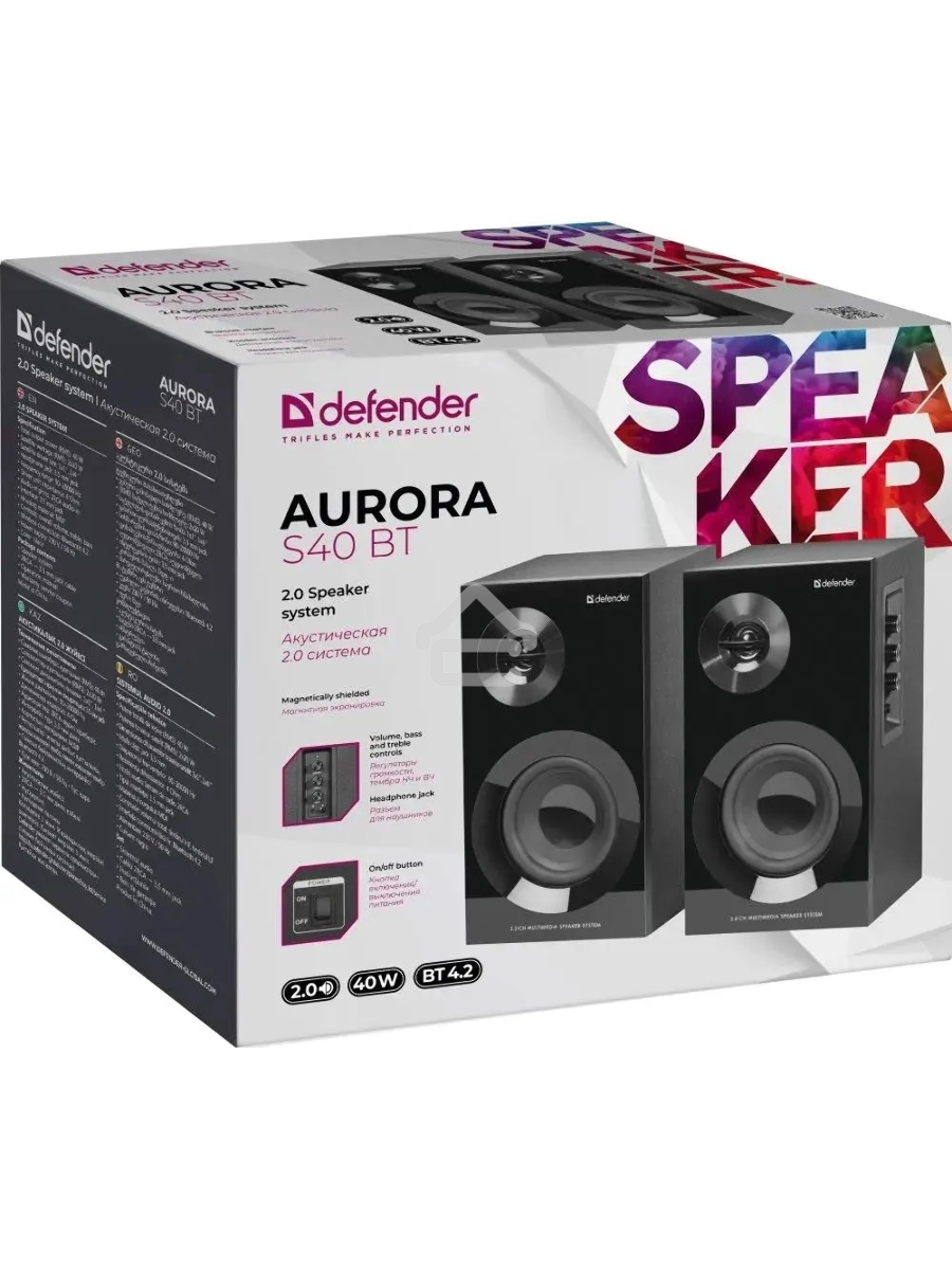 Колонки Defender Aurora S40 BT 2.0 40Вт, bluetooth, 220В