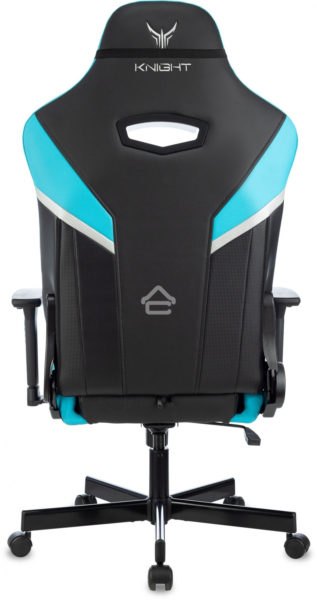 Кресло игровое Knight Thunder 5X черный/голубой эко.кожа крестов. металл
