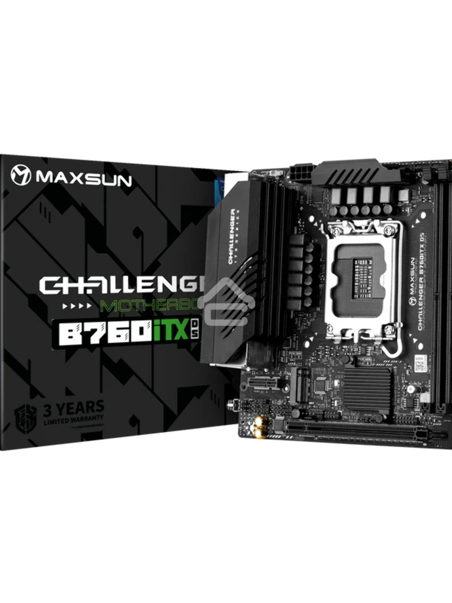 Материнская плата Maxsun Challenger B760ITX D5, LGA 1700, Intel B760, 2xDDR5, 4xSATA, 2xM.2, 1xPCIe 5.0 x16, 2xHDMI, 2xDP, 2x 2.5Gb LAN, 2xUSB 3.2 Gen 1, 4xUSB 2.0, 5.1, Mini-ITX