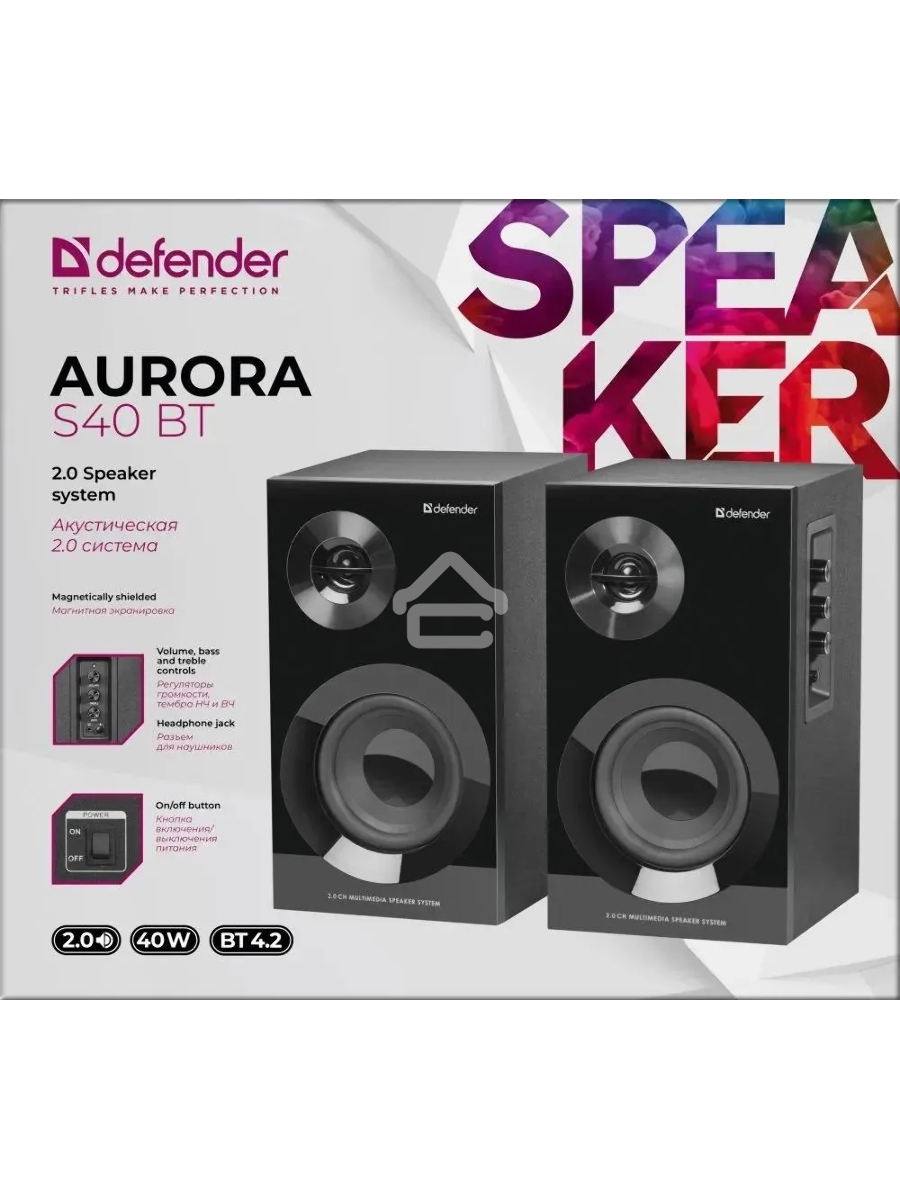 Колонки Defender Aurora S40 BT 2.0 40Вт, bluetooth, 220В