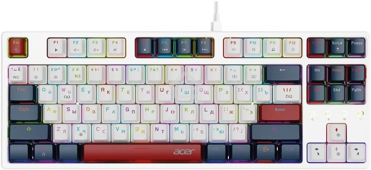 Клавиатура Acer OKW305 проводная, USB, белый