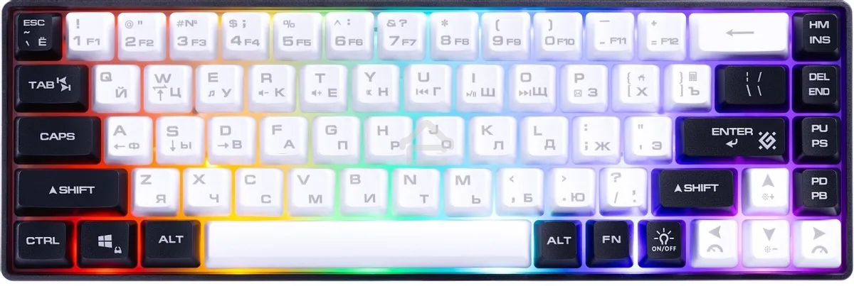 Игровая клавиатура проводная Defender Aris GK-349 RU,бел/черный,68кн+FN,радуж,1.5м
