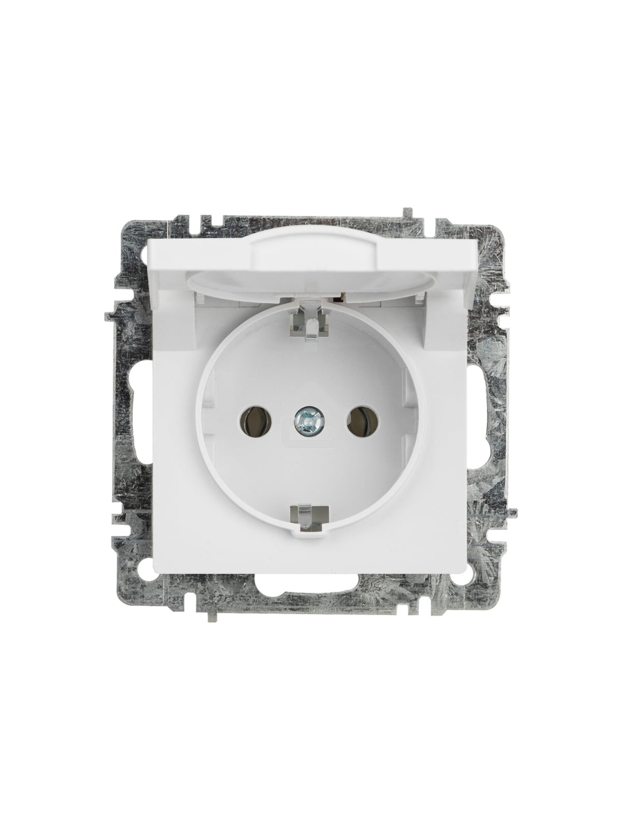 Розетка Intro Accent 6-203-01 2P+E Schuko с крышкой 16А-250В IP20 СУ AL/CU белый Б0063709