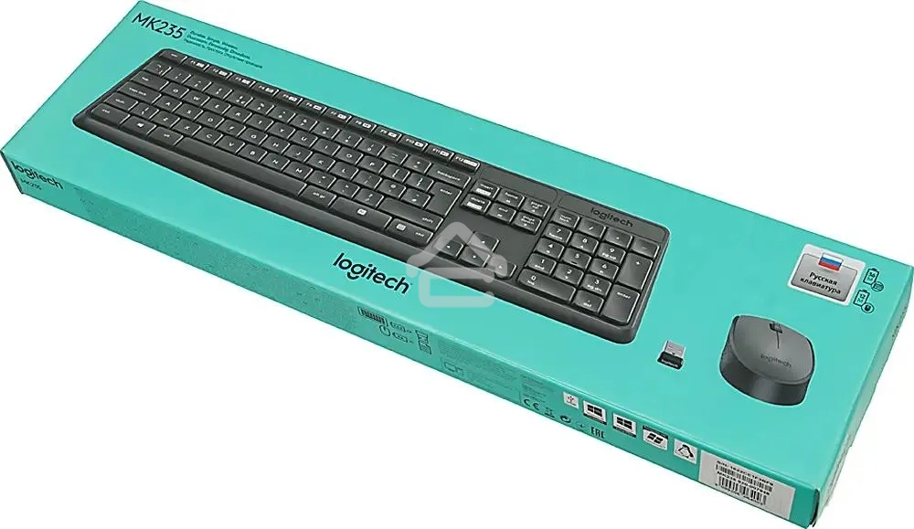 Комплект клавиатура + мышь Logitech MK235 клав:черный мышь:черный USB беспроводная