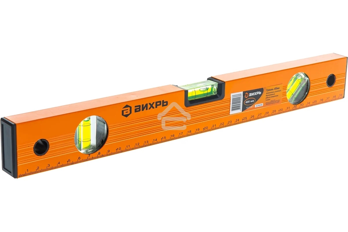 Уровень алюминиевый ВИХРЬ 400мм фрезерованный 3 глазка