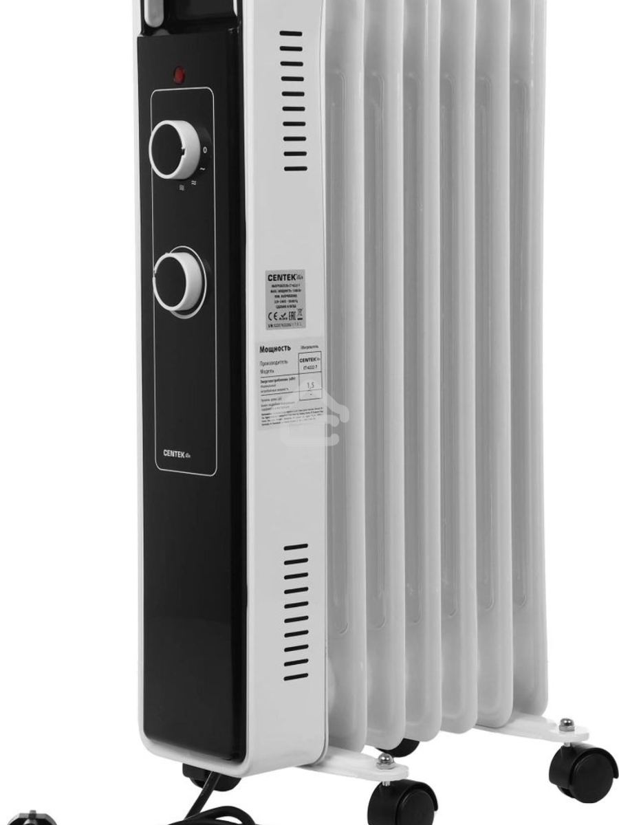 Масляный обогреватель Centek CT-6222-7 (7 секций) белый, 600/900/1500 Вт, 15 м2, 3 режима, термостат