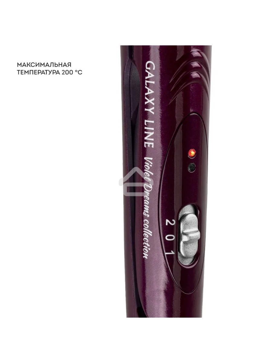 Стайлер Galaxy LINE GL4518 фиолетовый, обычные, режимов - 2 шт, диаметр - 28 мм, до 200 °C, керамико-кератиновое покрытие