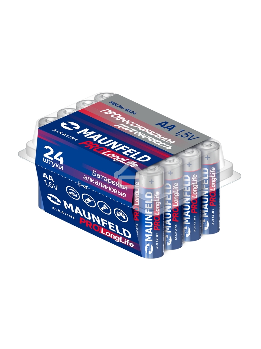 Батарейки Maunfeld PRO Long Life Alkaline AA (LR6) MBLR6-BX24, бокс 24 шт., 1.5 В