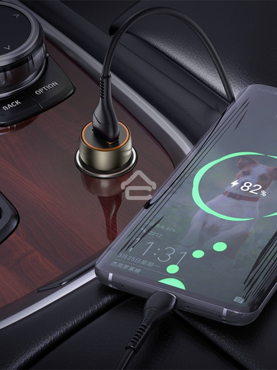 Автомобильная зарядка HOCO Z46 Blue shield, 1xUSB, 18W, серый металлик