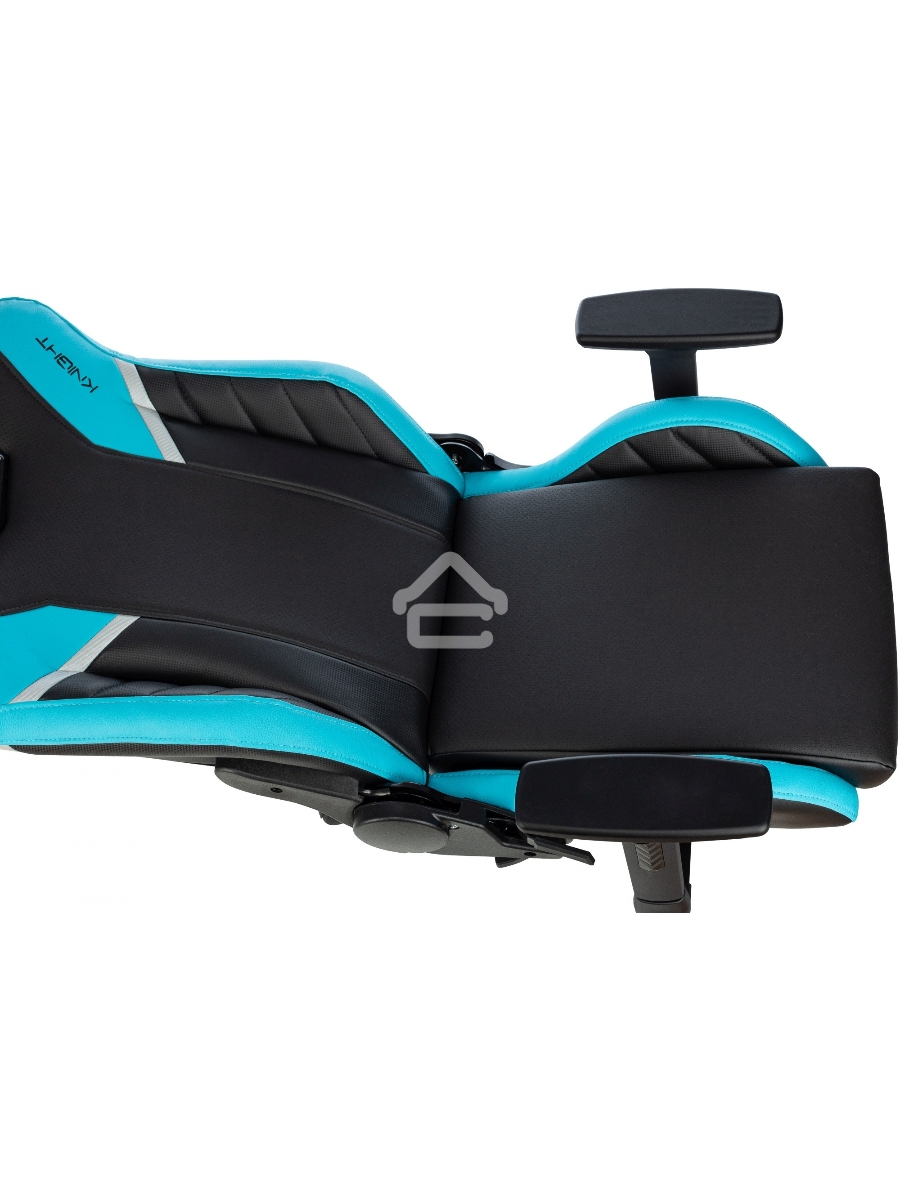 Кресло игровое Knight Thunder 5X черный/голубой эко.кожа крестов. металл