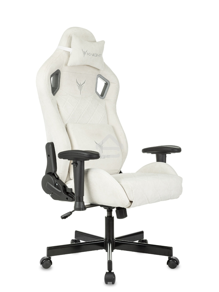 Кресло игровое Knight Outrider молочный Velvet 20 крестов. металл