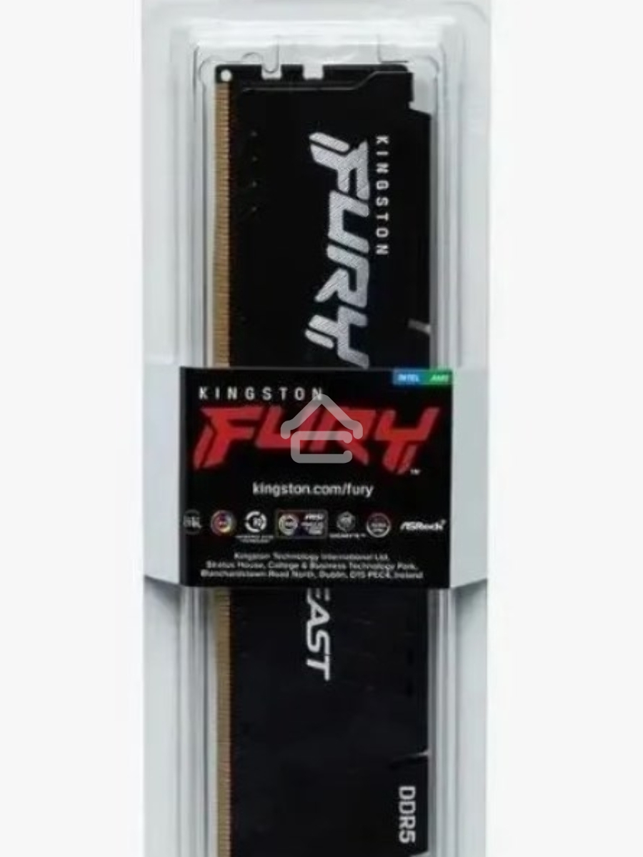 Оперативная память Kingston Fury Beast, DDR5, 8GB (1x8GB), 5600MHz, CL36, DIMM, с радиатором, черный
