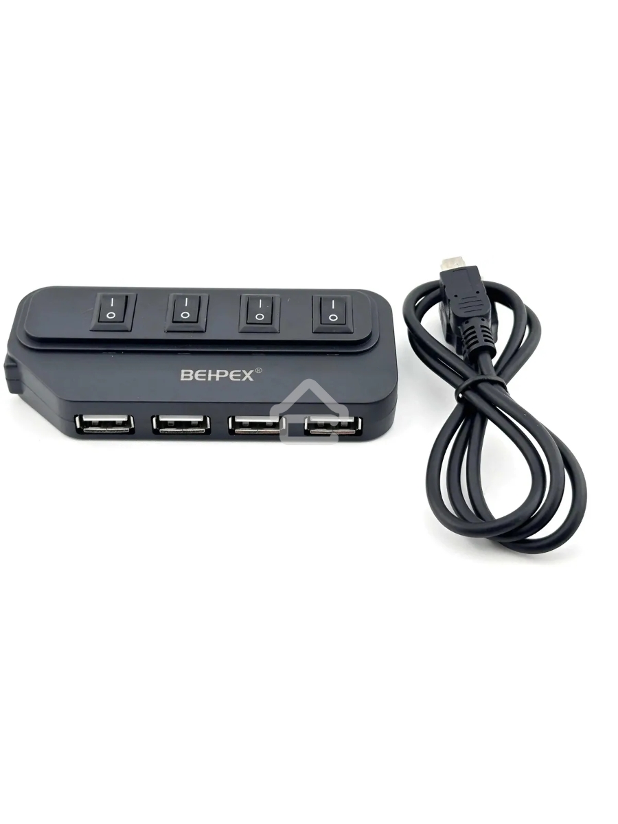 Разветвитель USB 2.0 BPH-1907 4порт. черный
