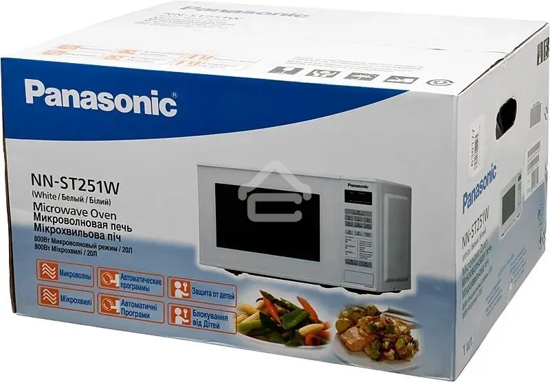 Микроволновая печь Panasonic NN-ST251WZPE белый, 20 л, 800 Вт, переключатели - сенсор