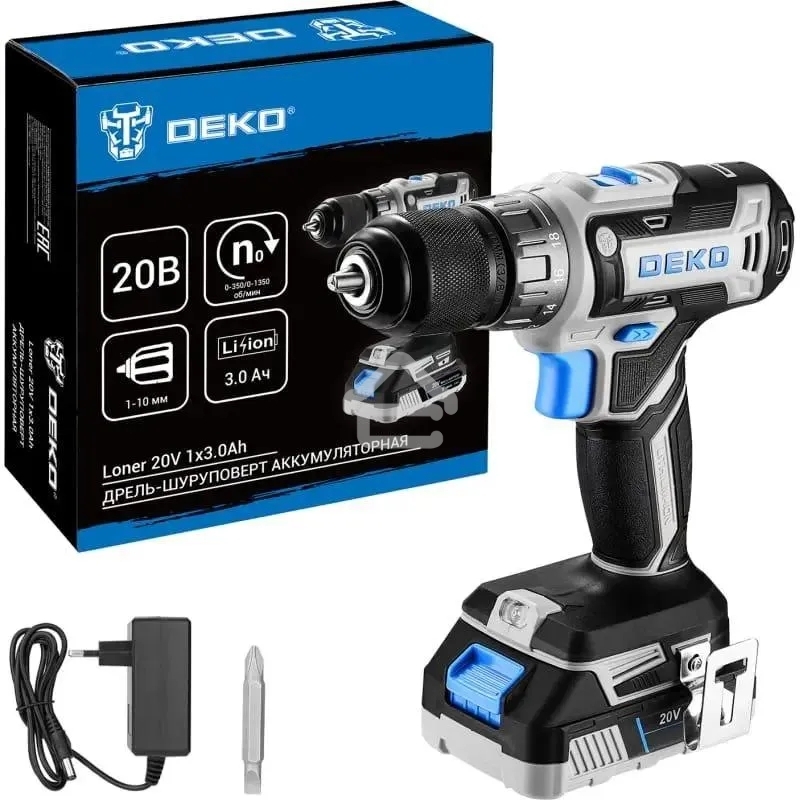 Дрель-шуруповерт Deko Loner 20V 085-1006, Аккумуляторная, 20В