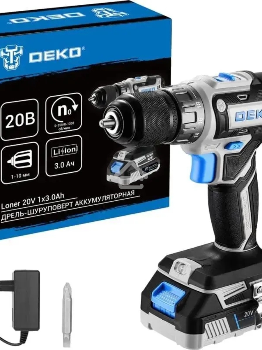Дрель-шуруповерт Deko Loner 20V 085-1006, Аккумуляторная, 20В