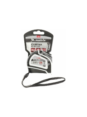 Рулетка MATRIX Autostop, 3 м х 16 мм двухкомпонентный корпус 32550