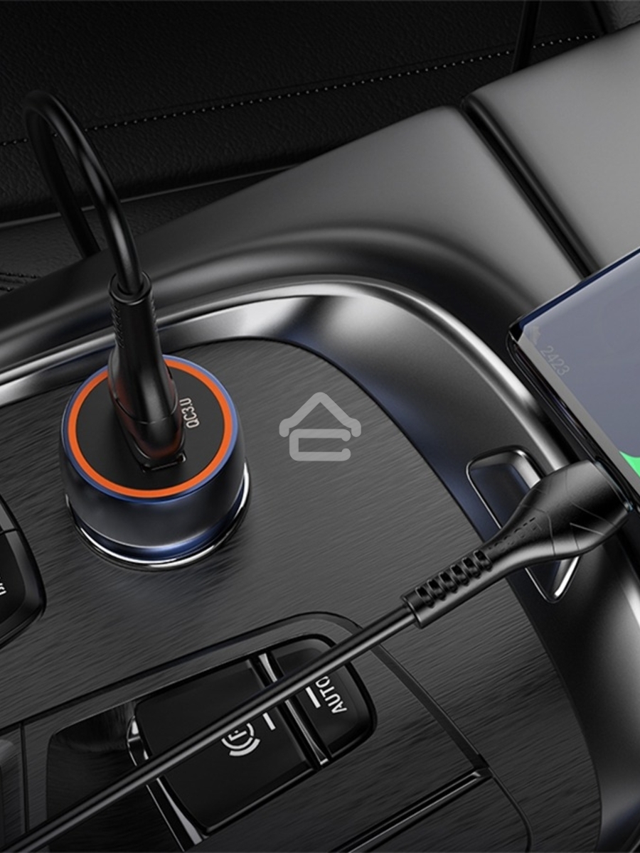 Автомобильная зарядка HOCO Z46 Blue shield, 1xUSB, 18W, серый металлик